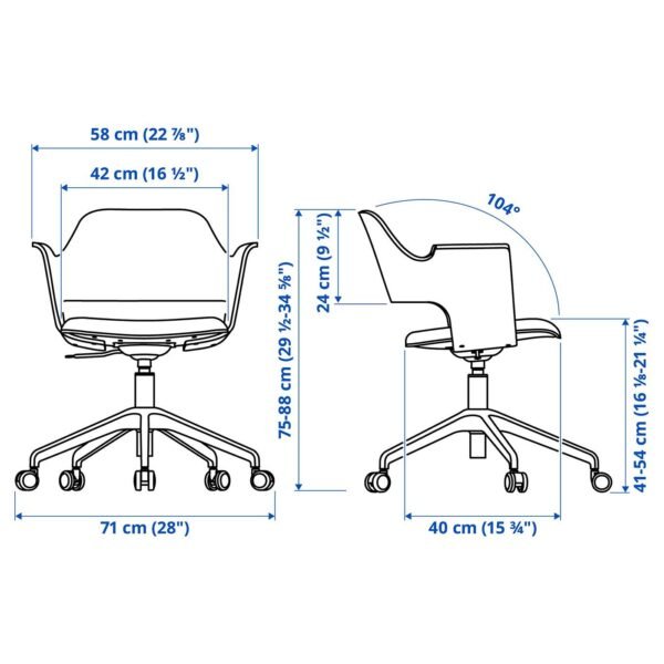 Conference chair with castors white stained oak beige