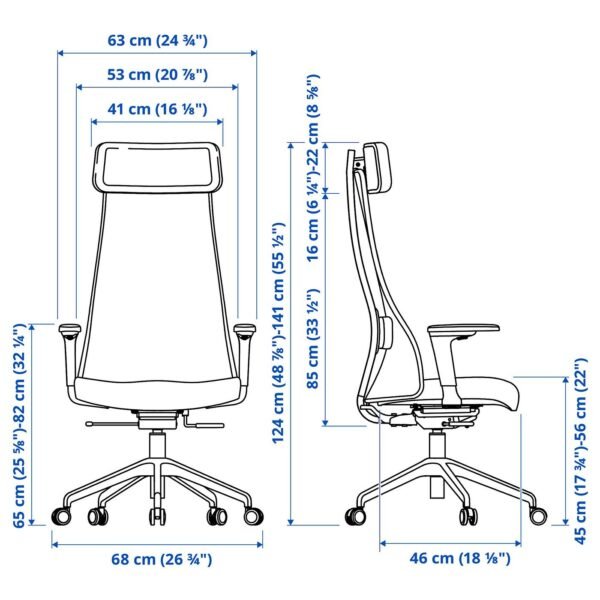Office chair with armrests white