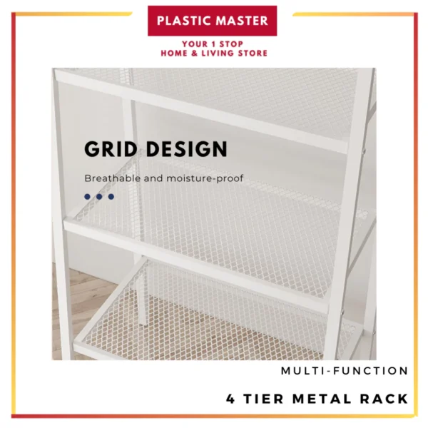 4 Tier Metal Bookshelf Slanted Bookshelf Multi Function Storage Multifunctional Rack